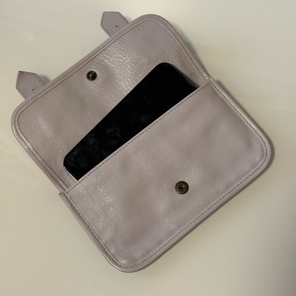 Gray Lilac Leather Women's Clutch - Picture 14 of 17
